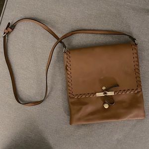Faux brown leather crossbody bag